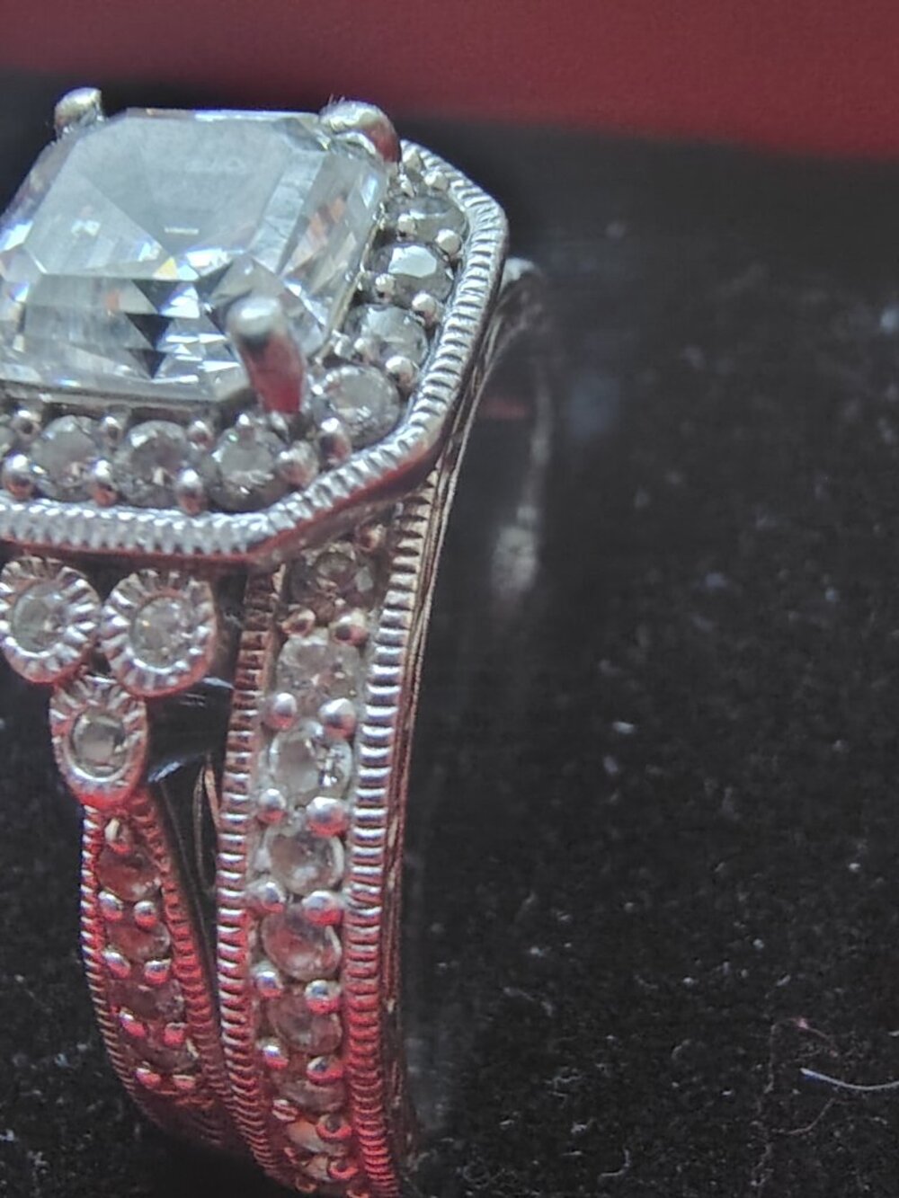 Bridal Set CZ Square Cut With Intricate Detail